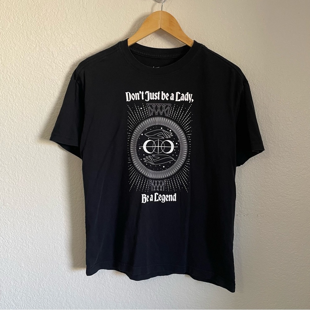 Nike Don’t Just Be A Lady Be A Legend Short Sleeve T-Shirt Black White Loose Fit
